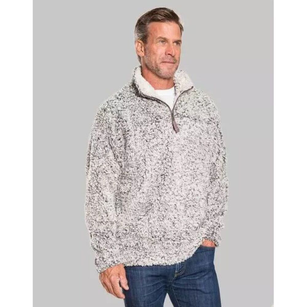 True Grit Mens XL Frosty Tipped Pullover Teddy Bear‎ Fleece 1/2 Zip Sweater